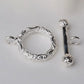 Solid 925 Sterling Silver Toggle Clasp Fancy Textured