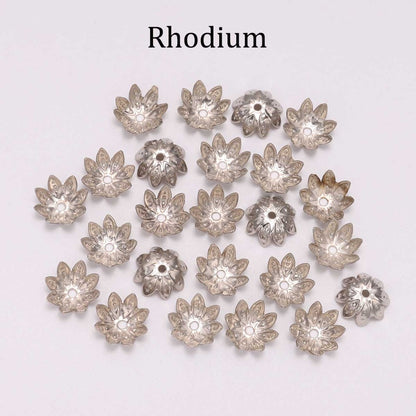 Capuchons de perles d'espacement fleur de lotus 8, 10 mm, 200 pièces