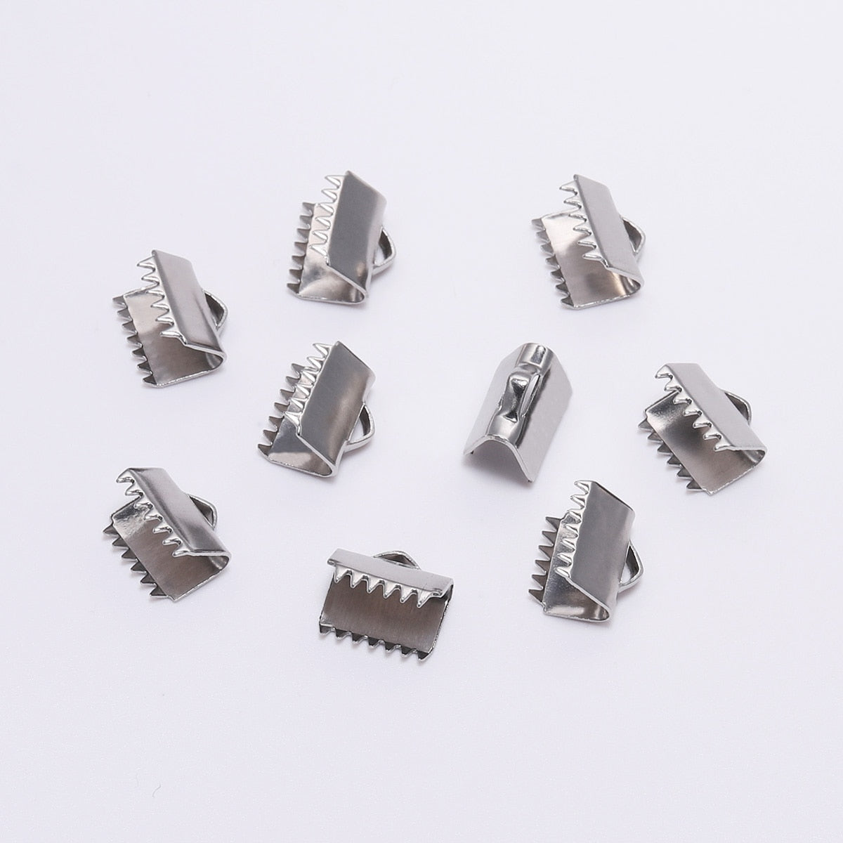 Stainless Steel Crimp End Bead Buckle Tip, 30pcs