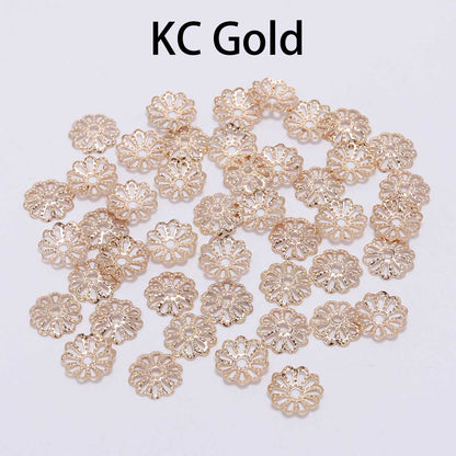 7, 9mm Gold Flower Petal Bead Caps, 200pcs