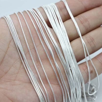 White K Lobster Claw Clasp Snake Necklace Chains, 12Pcs Pack