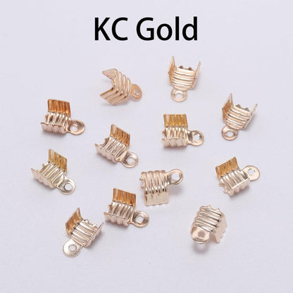 Cord End Tip Fold Over Three-wire Clasp, 200pcs