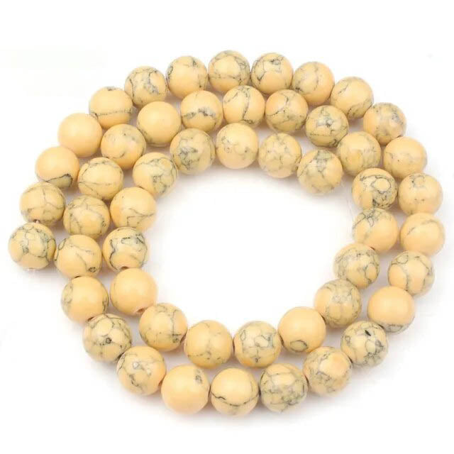 Yellow Howlite Round Beads, 2-12mm