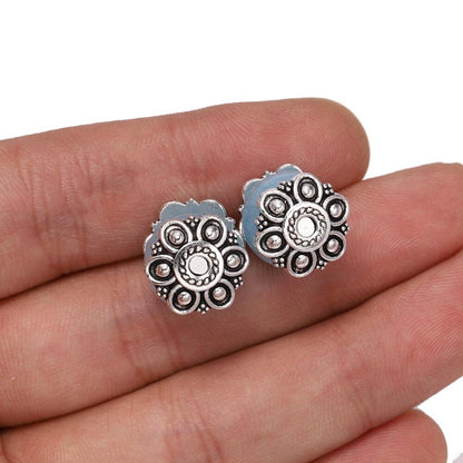 12mm 6-Petal Hollow Flower Bead Caps, 20pcs