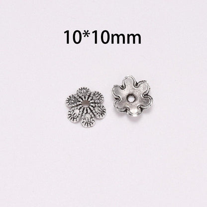 10mm 6-Petal Antique Flower Bead Caps, 50pcs