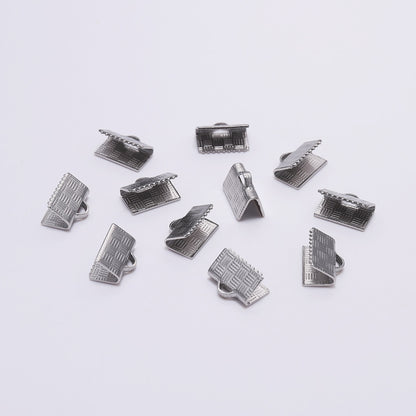 Stainless Steel Crimp End Bead Buckle Tip, 30pcs