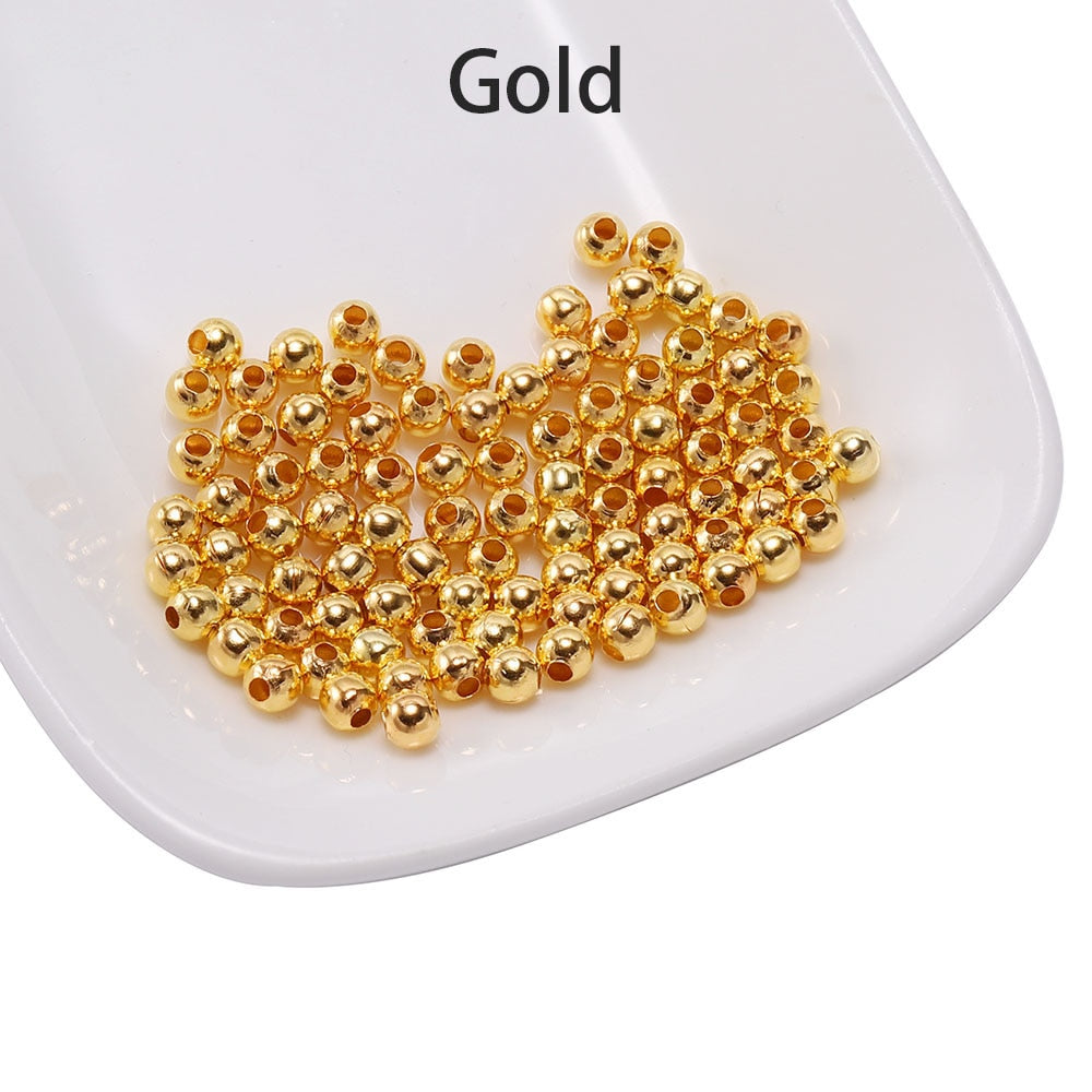 Gold Color Round Spacer Beads 3-6mm, 30-300pcs