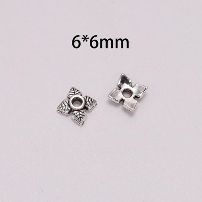 6mm 4-Petal Antique Flower Bead Caps, 50pcs