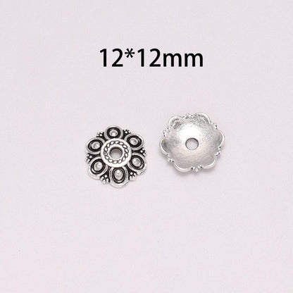 12mm 6-Petal Hollow Flower Bead Caps, 20pcs