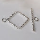 Solid 925 Sterling Silver Square Toggle Clasp Twisted