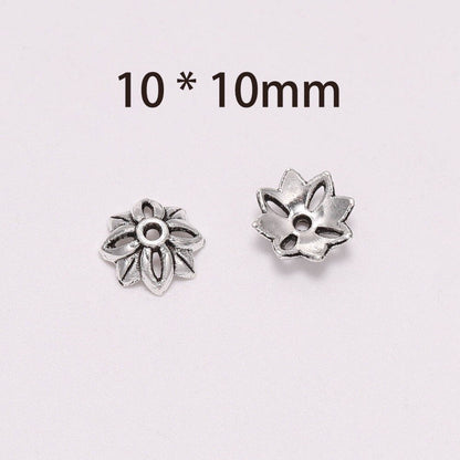 Capuchons de perles de fleurs creuses à 8 pétales de 10 mm, 20 pièces