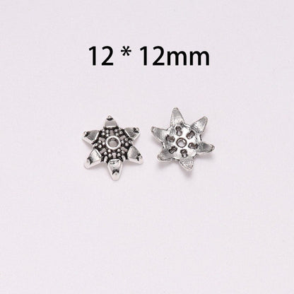 Bouchons de perles hexagrammes tibétaines en argent Antique de 12mm, 20 pièces, pour la fabrication de boucles d'oreilles DIY