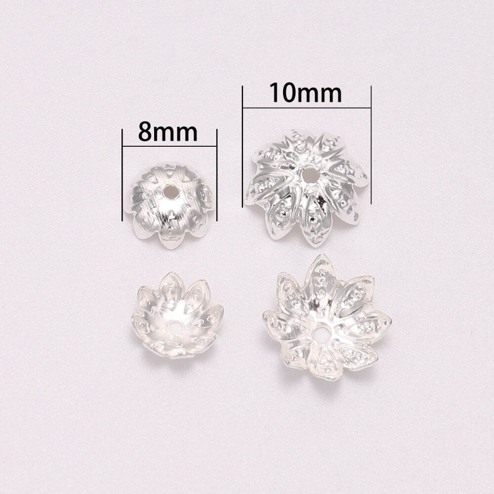 Capuchons de perles d'espacement fleur de lotus 8, 10 mm, 200 pièces