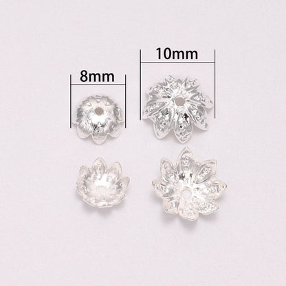 Capuchons de perles d'espacement fleur de lotus 8, 10 mm, 200 pièces