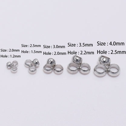 Perles d'extrémité à sertir boule en cuivre doré 2 2,5 3 mm, 100-500pcs