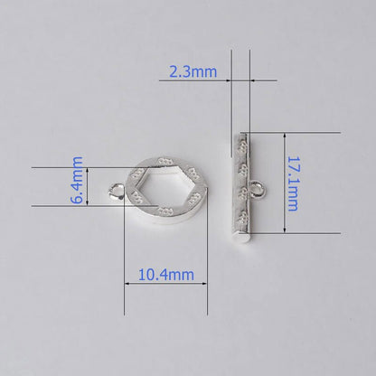 Solid 925 Sterling Silver Toggle Clasp