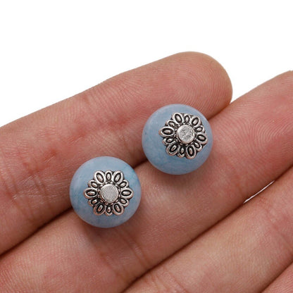 Capuchons de perles de fleurs rondes à 12 pétales de 8 mm, 50 pièces