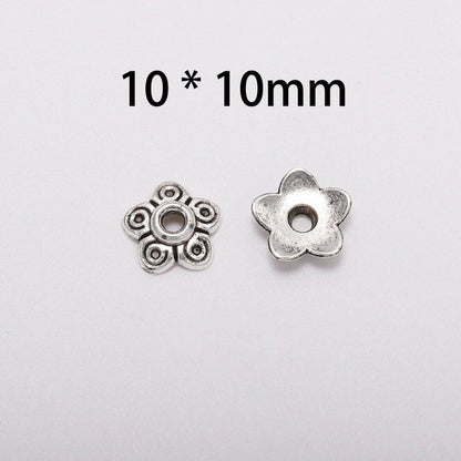 10mm 5-Petal Antique Bead Caps, 50pcs