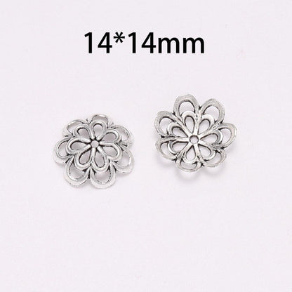 14mm 8-Petal Double Flower Antique Bead Caps, 20pcs