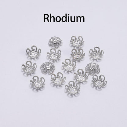 8, 10mm Gold Metal Hollow Flower Bead Caps, 100pcs