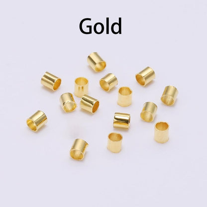 Gold Copper Tube Crimp End Beads 1.5 2.0 2.5mm, 150-500pcs