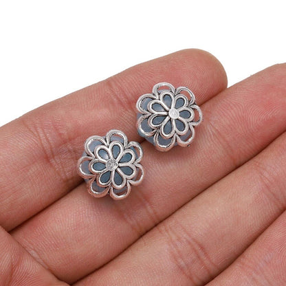 14mm 8-Petal Double Flower Antique Bead Caps, 20pcs