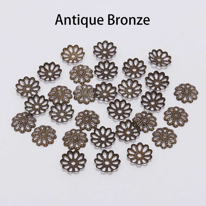 7, 9mm Gold Flower Petal Bead Caps, 200pcs