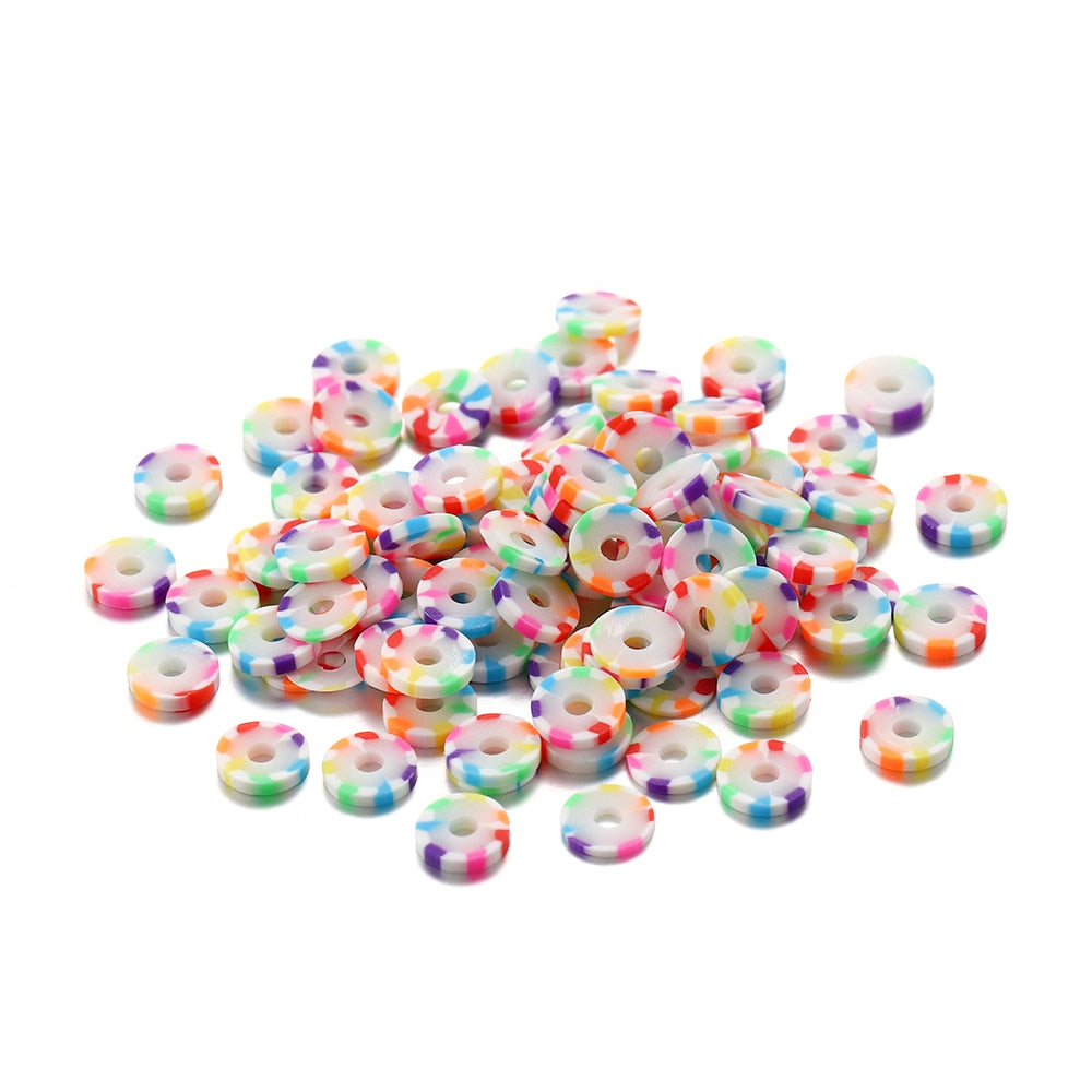 Mélange de perles rondes plates en argile polymère de 4 à 5 mm