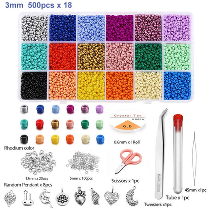 3 mm Charm-Perlen, 9000-teiliges Box-Set