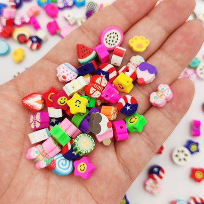 50pcs Mixed Motif Polymer Clay Beads