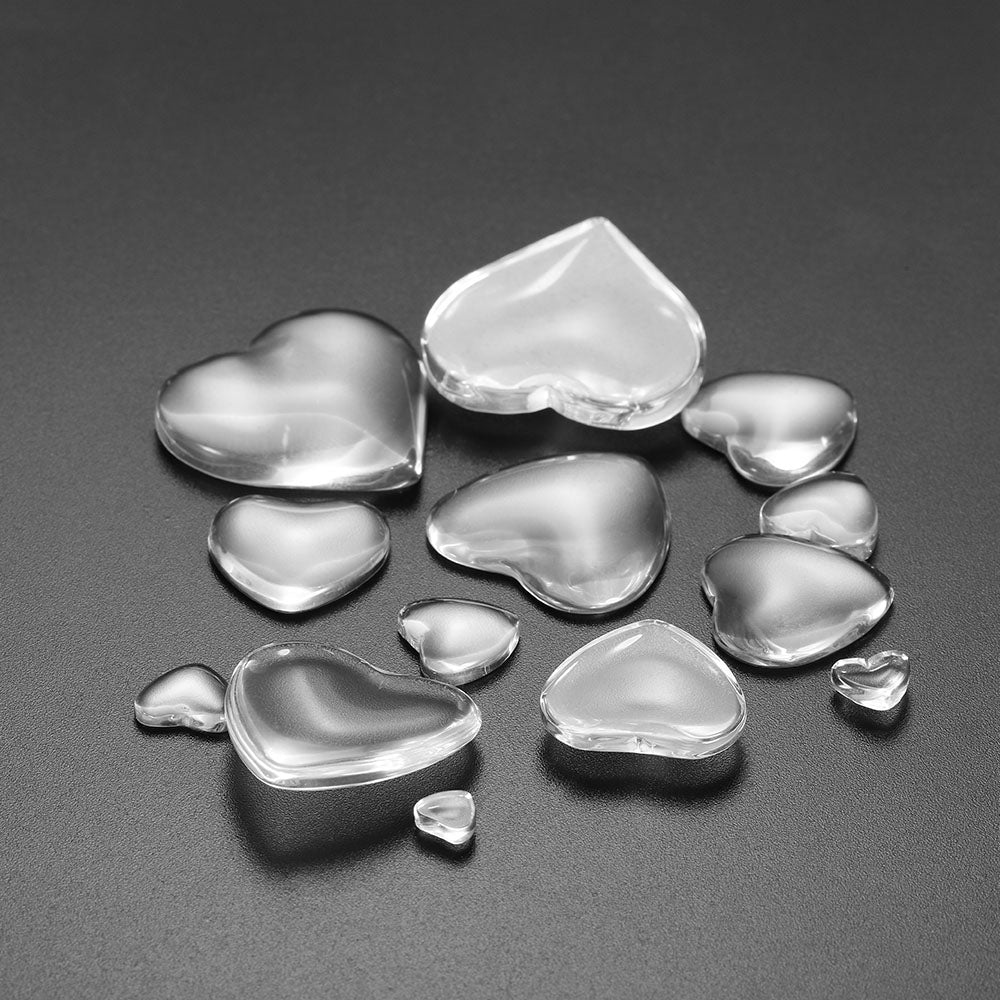 10–50 Stück Herz-Glascabochon 6–30 mm für Schmuck