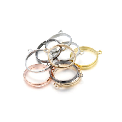 20pcs Silver Plated Adjustable Ring Settings