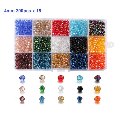 4mm Glass Bicone Beads Kit 3000pcs