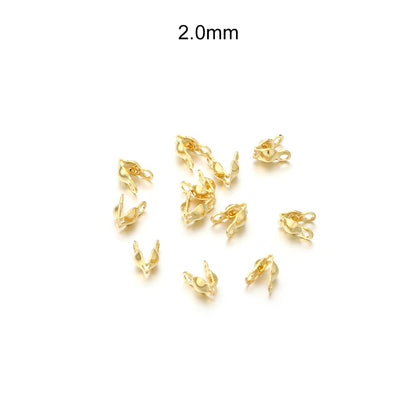 Stainless Steel Connector Clasp Gold Ball Chain End Crimps, 100pcs