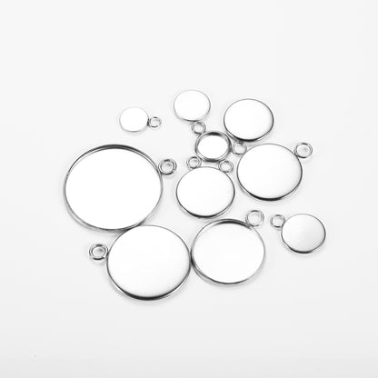 6-25mm Round Steel Pendant & Earring Base, 20pcs