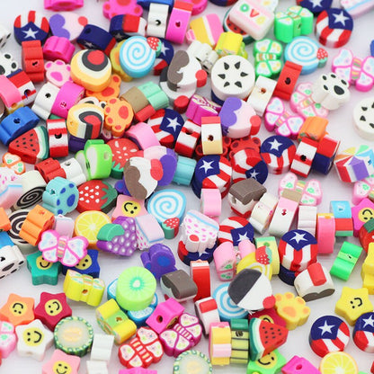 50pcs Mixed Motif Polymer Clay Beads