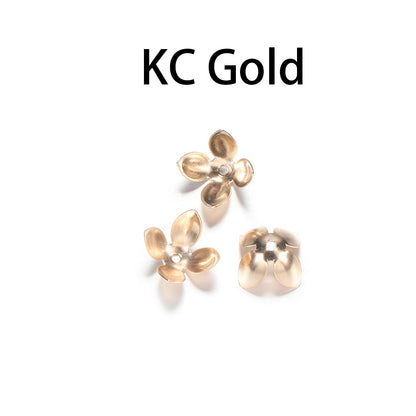 15x8mm Gold Plated Four Leaves Bead Caps, 50pcs