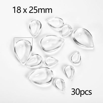 5 à 50 cabochons en verre transparent assortis