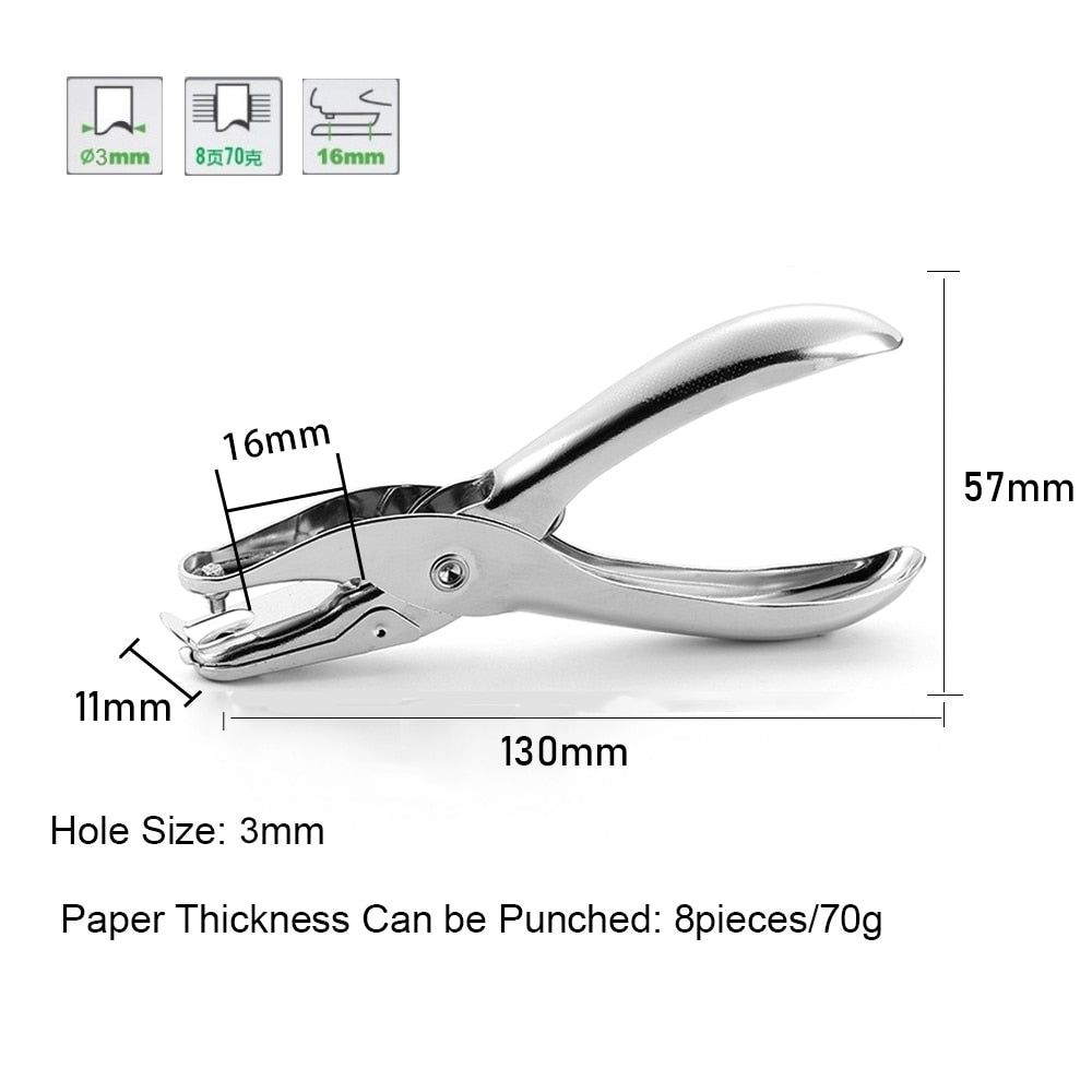 Metal Hand Paper Punch, 3/6mm Hole