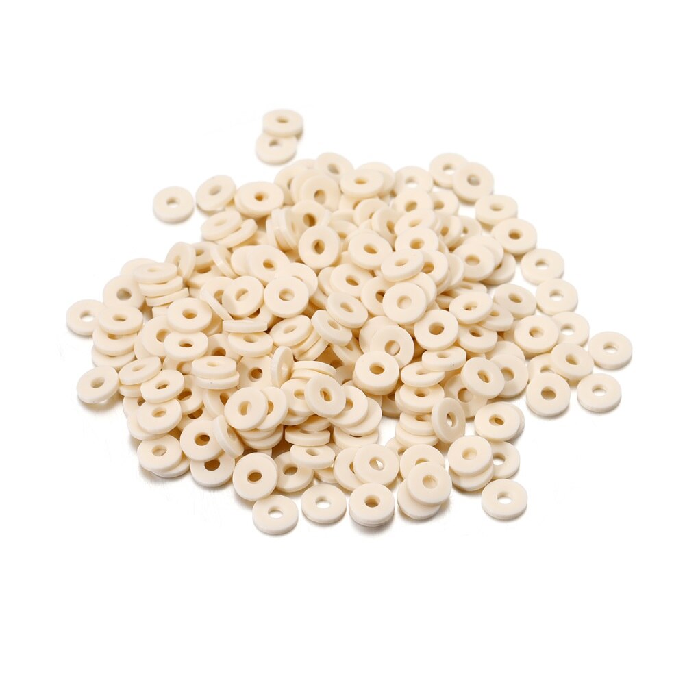 Perles d'argile en résine polymère rondes et plates de 6 mm