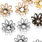 Capuchons de perles en forme de fleur de rhodium 11-14mm, 100pcs
