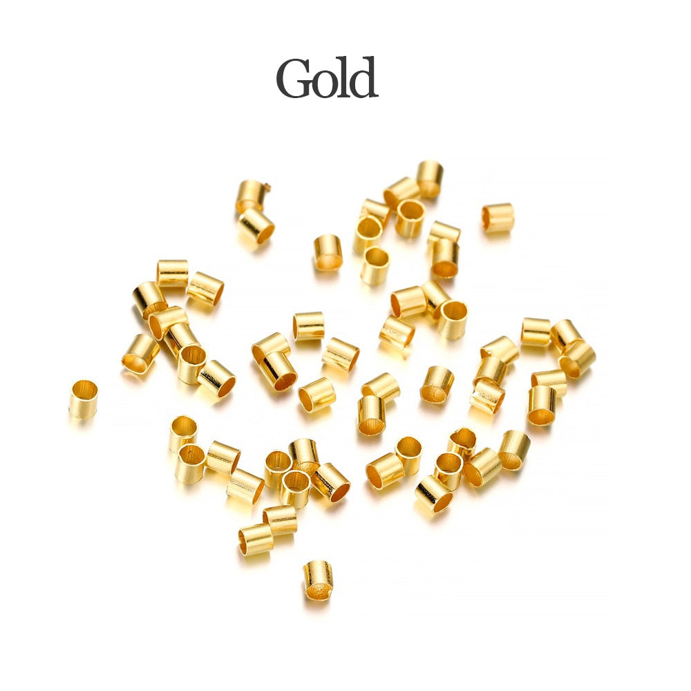Gold Copper Tube Crimp End Beads 1.5 2.0 2.5mm, 150-500pcs