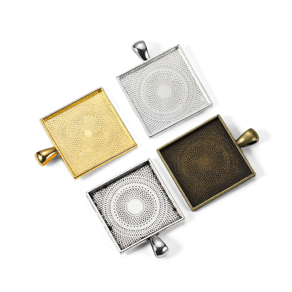 5 Stück 25 mm vergoldete quadratische Cabochon-Basis