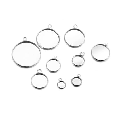 6-25mm Round Steel Pendant & Earring Base, 20pcs