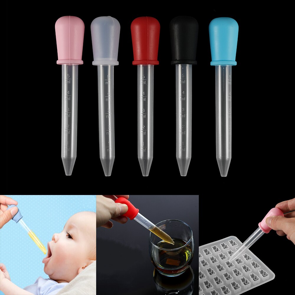 2-5pcs 5ml Clear Silicone Graduated Droppers for Crafts & Candy Molds