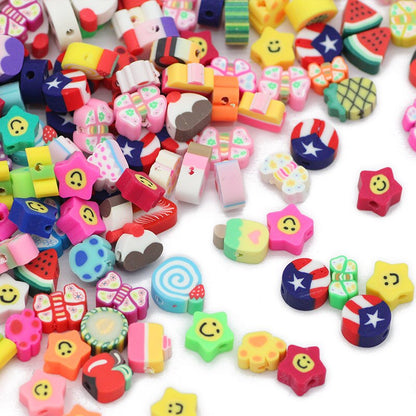 50pcs Mixed Motif Polymer Clay Beads