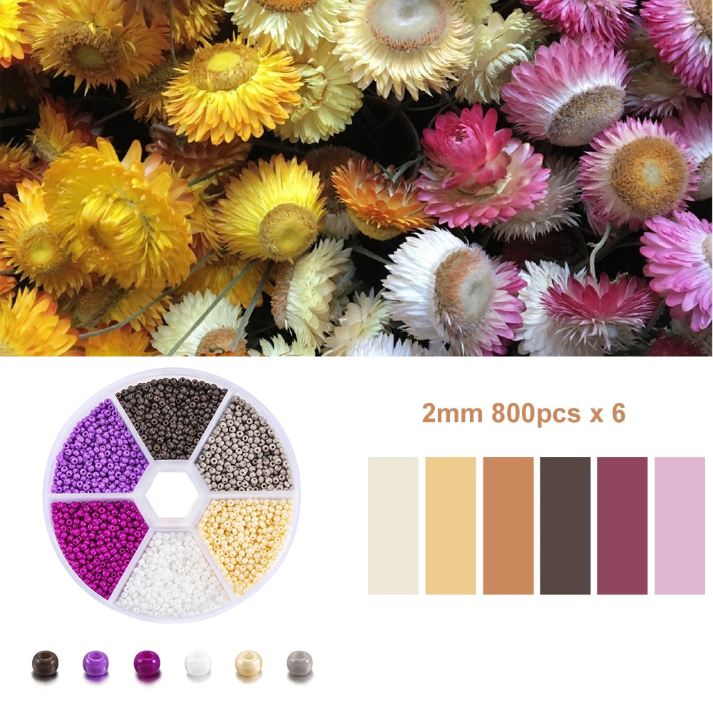 2mm Glass Seed Beads Set, 4800pcs