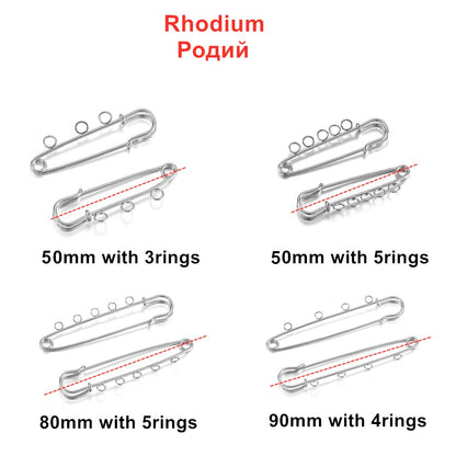 10pcs Safety Pins Brooch Blank Base, 50-90mm