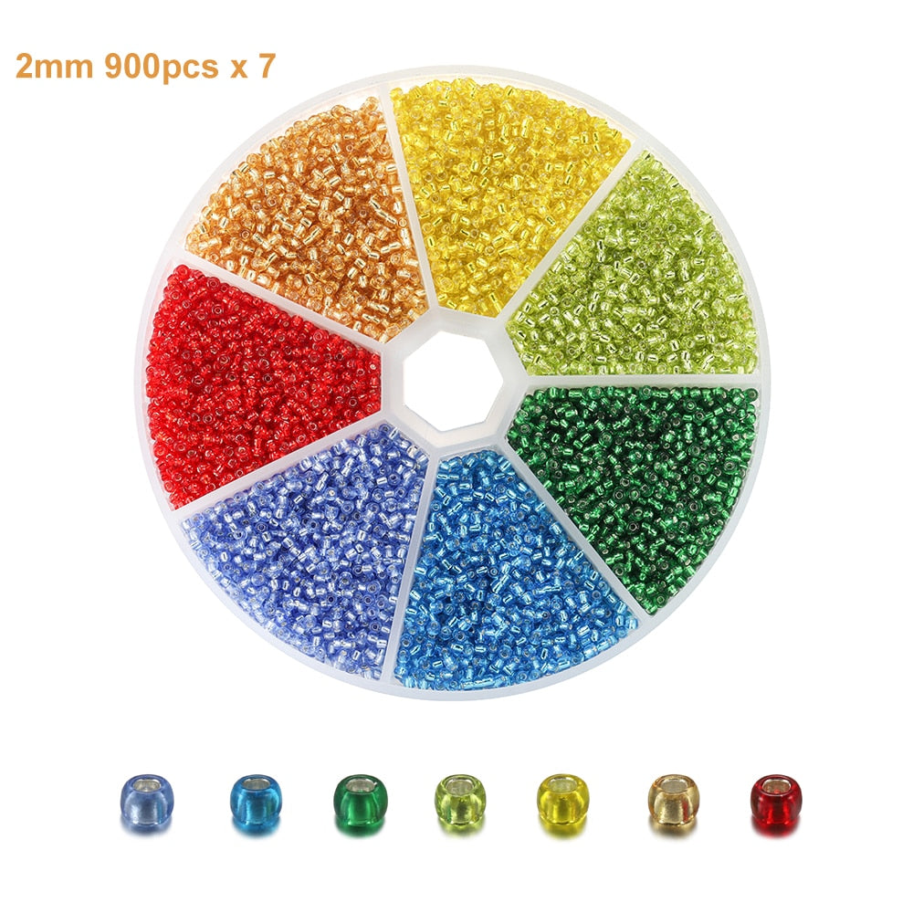 2mm Glass Seed Beads 6300pcs Set