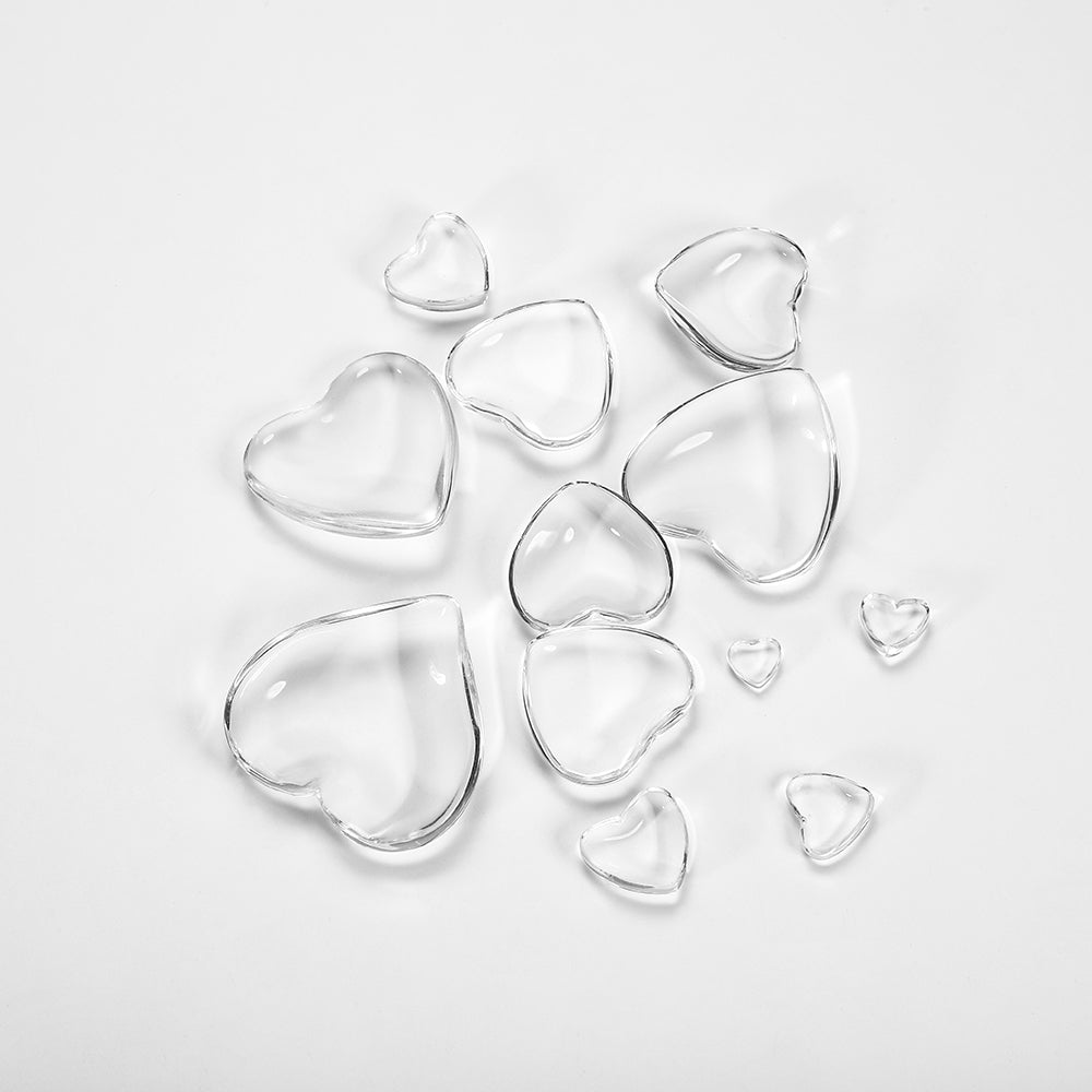 10–50 Stück Herz-Glascabochon 6–30 mm für Schmuck